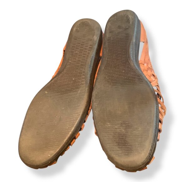 Women’s Tabacco Leather Woven Huarache Style Sandals Sz 10N Boho Festival Y2K - Picture 11 of 12